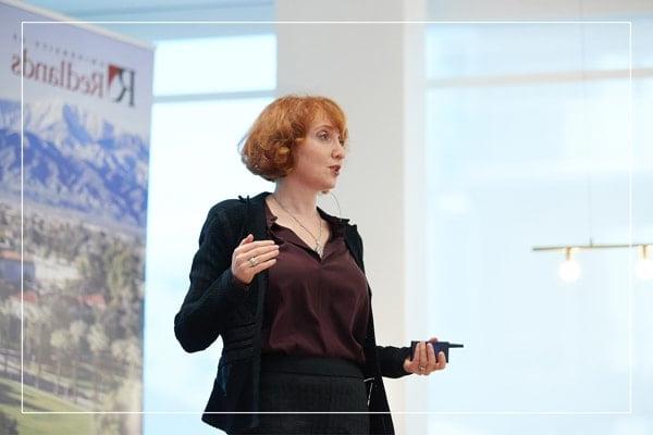 Woman giving presentation